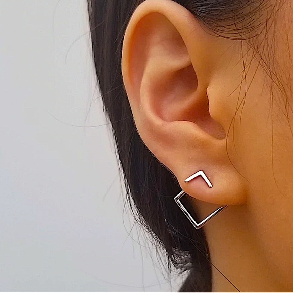 Stampd Gold and Silver Geometric Earrings - Picture 3 of 6
